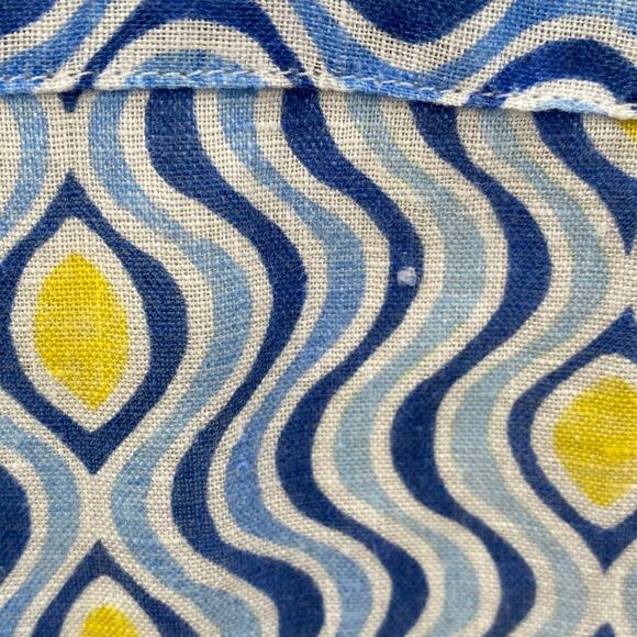 J McLaughlin Fallon Linen Blouse Long Sleeve Costa Key Print Blue Womens Medium - Picture 8 of 11